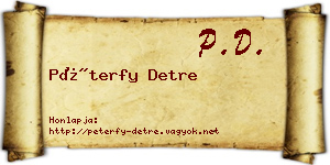 Péterfy Detre névjegykártya